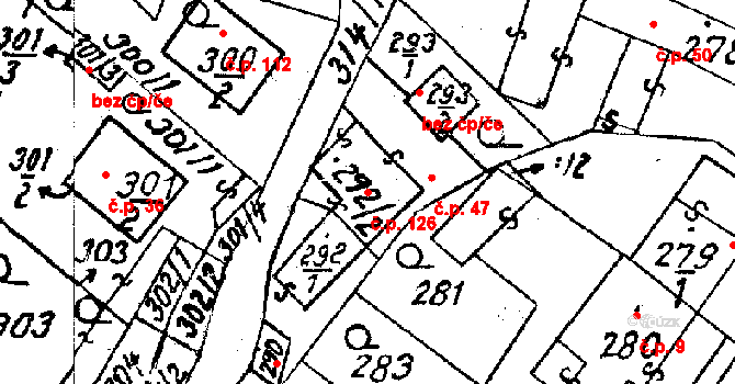 Dolní Heřmanice 126 na parcele st. 292/2 v KÚ Dolní Heřmanice, Katastrální mapa
