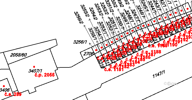 Náchod 1198 na parcele st. 3256/1 v KÚ Náchod, Katastrální mapa