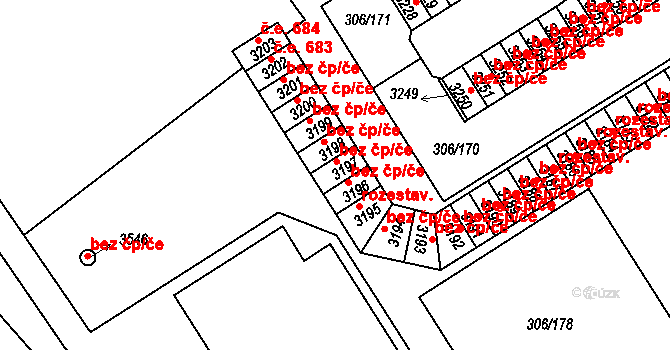 Čáslav 41253175 na parcele st. 3197 v KÚ Čáslav, Katastrální mapa