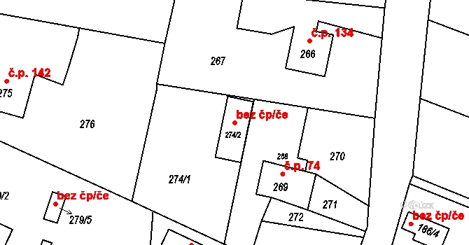 Střítež 41548175 na parcele st. 274/2 v KÚ Střítež, Katastrální mapa