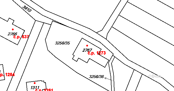 Zlín 1273 na parcele st. 2767 v KÚ Zlín, Katastrální mapa