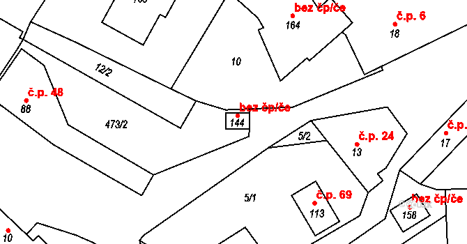 Zdice 47051175 na parcele st. 144 v KÚ Černín u Zdic, Katastrální mapa