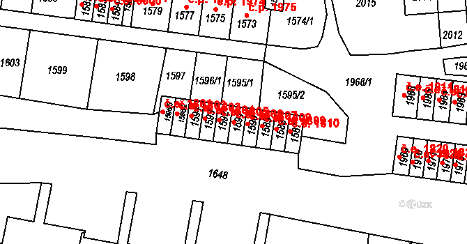 Most 1806 na parcele st. 1591 v KÚ Most II, Katastrální mapa