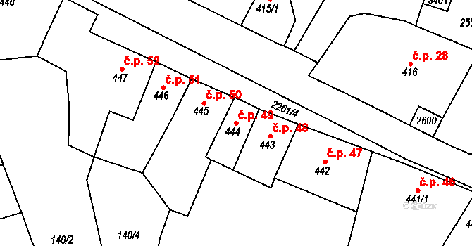 Sušice III 49, Sušice na parcele st. 444 v KÚ Sušice nad Otavou, Katastrální mapa