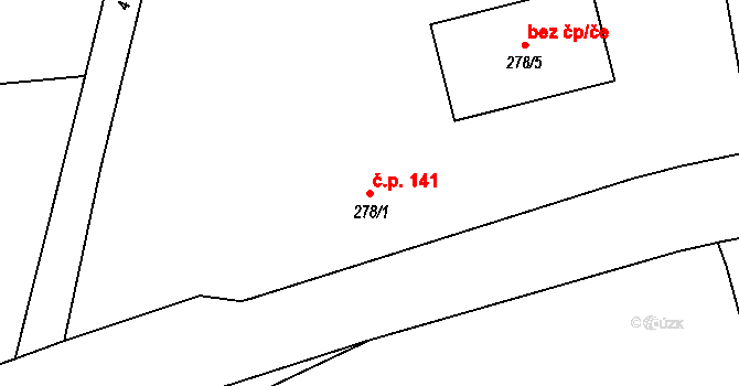 Kařez 141 na parcele st. 278/1 v KÚ Kařez, Katastrální mapa