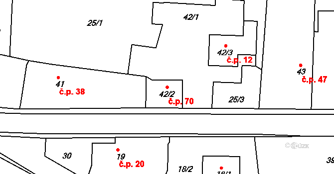 Říkov 70 na parcele st. 42/2 v KÚ Říkov, Katastrální mapa