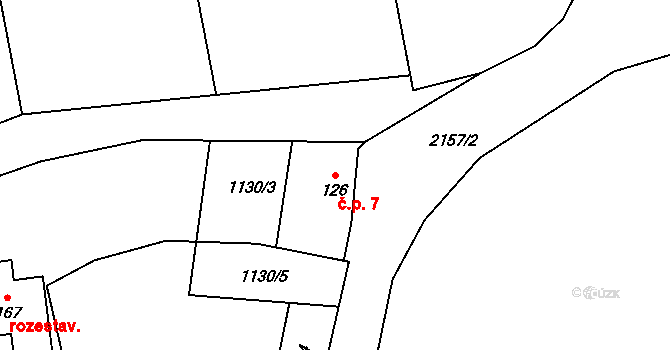 Obora 7, Hracholusky na parcele st. 126 v KÚ Obora u Hracholusk, Katastrální mapa