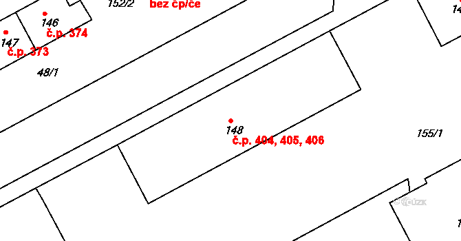 Velké Opatovice 404,405,406 na parcele st. 148 v KÚ Velké Opatovice, Katastrální mapa