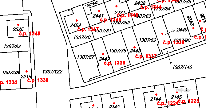 Unhošť 1336 na parcele st. 2447 v KÚ Unhošť, Katastrální mapa
