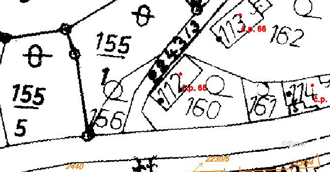 Merboltice 65 na parcele st. 112 v KÚ Merboltice, Katastrální mapa
