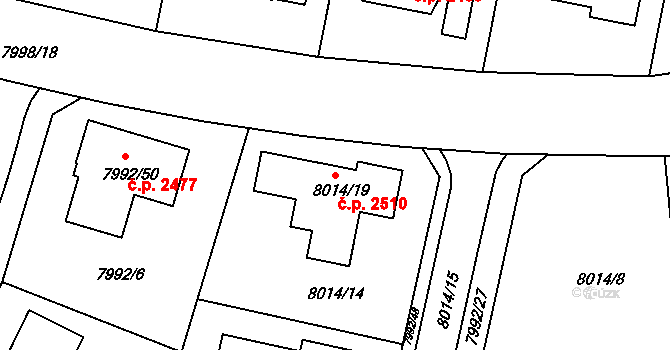 Žďár nad Sázavou 3 2510, Žďár nad Sázavou na parcele st. 8014/19 v KÚ Město Žďár, Katastrální mapa