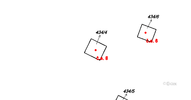 Robčice 8, Kozojedy na parcele st. 434/4 v KÚ Robčice, Katastrální mapa