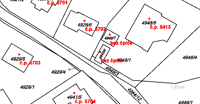 Chomutov 90849175 na parcele st. 4948/8 v KÚ Chomutov I, Katastrální mapa