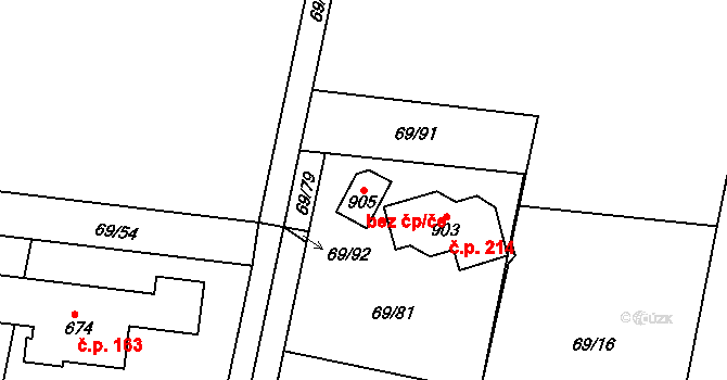 Dolní Břežany 93997175 na parcele st. 905 v KÚ Lhota u Dolních Břežan, Katastrální mapa