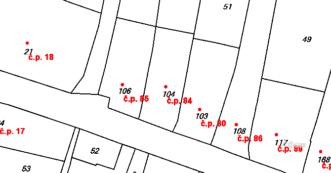 Žopy 84, Holešov na parcele st. 104 v KÚ Žopy, Katastrální mapa