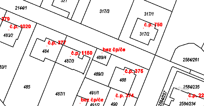 Praha 105807176 na parcele st. 489/4 v KÚ Ruzyně, Katastrální mapa