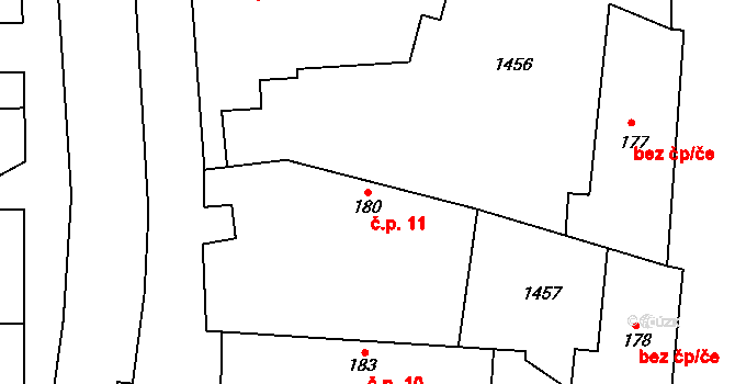 Citonice 11 na parcele st. 180 v KÚ Citonice, Katastrální mapa