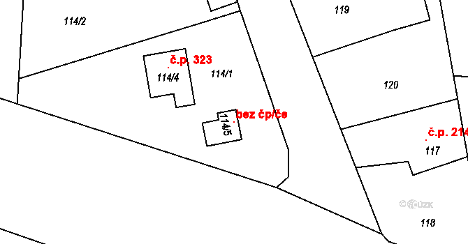 Lípa 106542176 na parcele st. 114/5 v KÚ Lípa nad Dřevnicí, Katastrální mapa