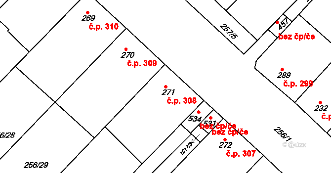 Micmanice 308, Strachotice na parcele st. 271 v KÚ Micmanice, Katastrální mapa