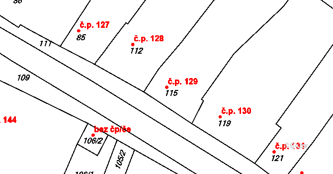 Štítary 129 na parcele st. 115 v KÚ Štítary na Moravě, Katastrální mapa