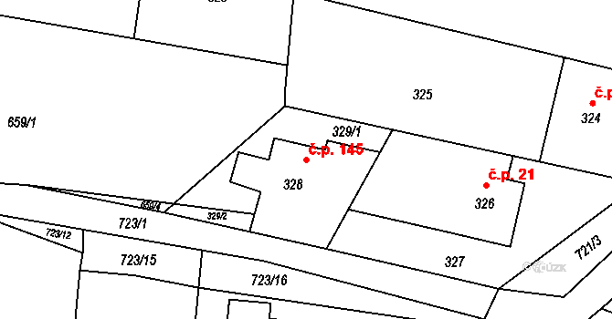 Černotín 145 na parcele st. 328 v KÚ Černotín, Katastrální mapa