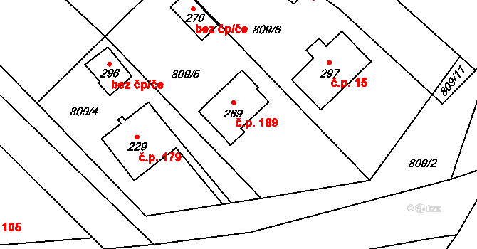 Opatovice 189 na parcele st. 269 v KÚ Opatovice u Hranic, Katastrální mapa