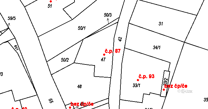 Jamartice 87, Rýmařov na parcele st. 47 v KÚ Jamartice, Katastrální mapa