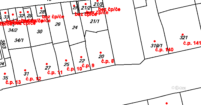 Pod Cvilínem 8, Krnov na parcele st. 20 v KÚ Opavské Předměstí, Katastrální mapa