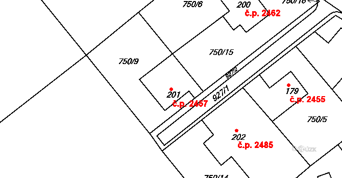 Šumperk 2457 na parcele st. 201 v KÚ Dolní Temenice, Katastrální mapa