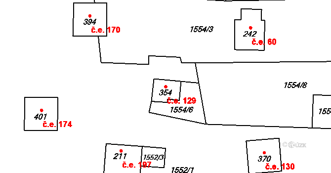 Dolní Stropnice 129, Římov na parcele st. 354 v KÚ Dolní Stropnice, Katastrální mapa
