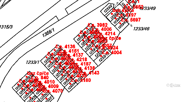 Bukov 4024, Ústí nad Labem na parcele st. 1233/12 v KÚ Bukov, Katastrální mapa