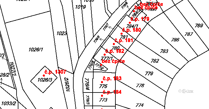 Střekov 182, Ústí nad Labem na parcele st. 777/1 v KÚ Střekov, Katastrální mapa