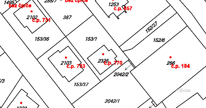 Úšovice 770, Mariánské Lázně na parcele st. 2325 v KÚ Úšovice, Katastrální mapa