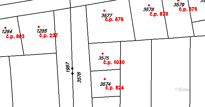 Smíchov 1030, Praha na parcele st. 3575 v KÚ Smíchov, Katastrální mapa