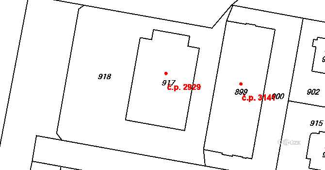 Záběhlice 2929, Praha na parcele st. 917 v KÚ Záběhlice, Katastrální mapa