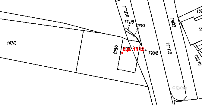 Předklášteří 1112 na parcele st. 128/2 v KÚ Předklášteří, Katastrální mapa