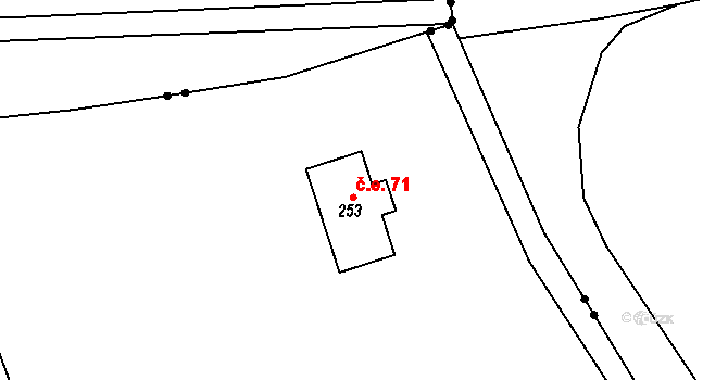 Kounov 71 na parcele st. 253 v KÚ Kounov u Dobrušky, Katastrální mapa