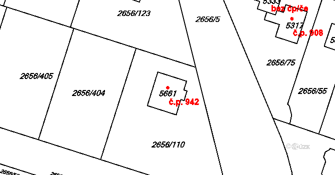 Střední Předměstí 942, Trutnov na parcele st. 5661 v KÚ Trutnov, Katastrální mapa