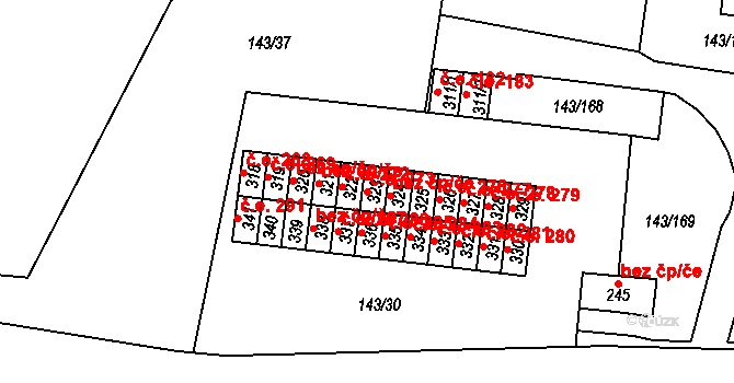Braňany 273 na parcele st. 323 v KÚ Braňany, Katastrální mapa