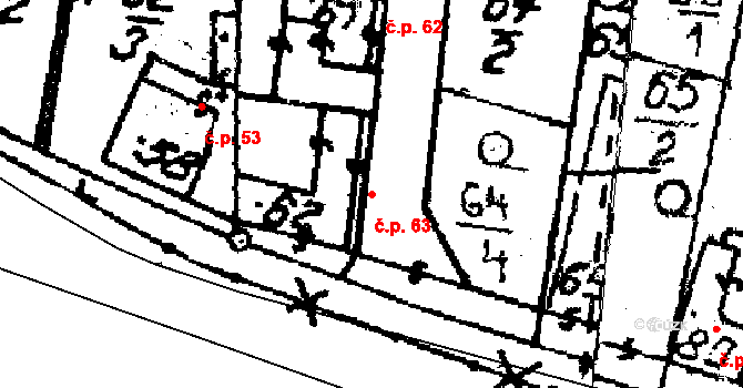 Čechočovice 63 na parcele st. 62 v KÚ Čechočovice, Katastrální mapa
