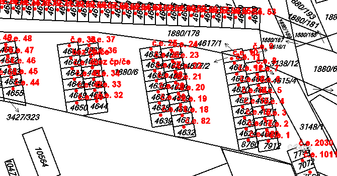 Hodonín 21 na parcele st. 4628 v KÚ Hodonín, Katastrální mapa