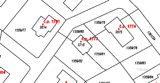 Dobříš 1773 na parcele st. 3715 v KÚ Dobříš, Katastrální mapa