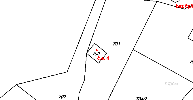 Ludvíkov 4 na parcele st. 700 v KÚ Ludvíkov pod Pradědem, Katastrální mapa