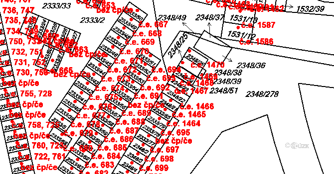 Pelhřimov 1466 na parcele st. 2348/22 v KÚ Pelhřimov, Katastrální mapa