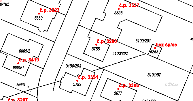 Břeclav 3280 na parcele st. 5788 v KÚ Břeclav, Katastrální mapa