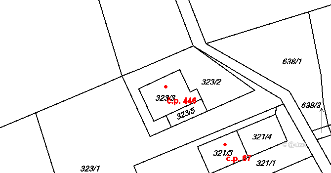 Markvartovice 446 na parcele st. 323/3 v KÚ Markvartovice, Katastrální mapa