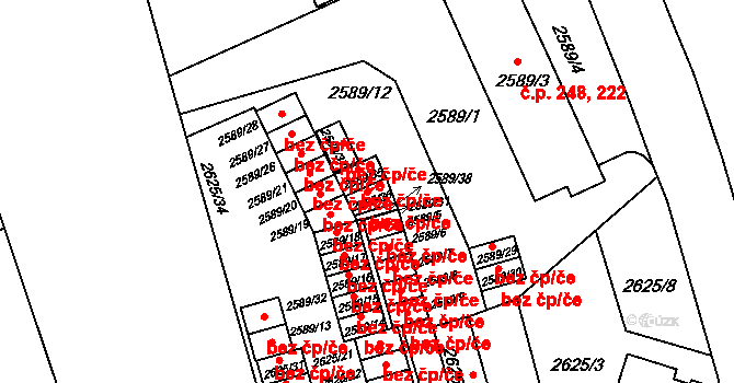 Opava 43825176 na parcele st. 2589/36 v KÚ Opava-Předměstí, Katastrální mapa