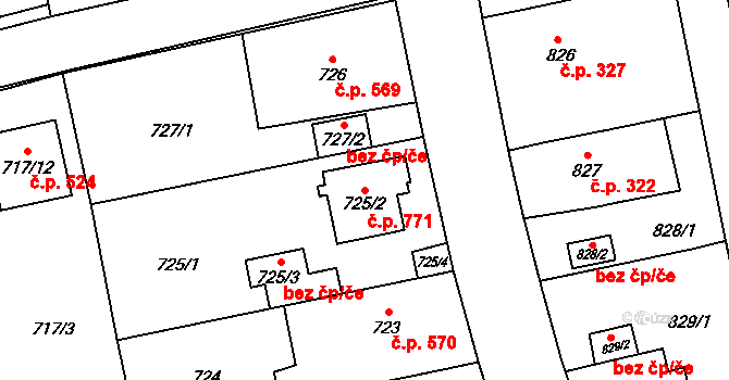 Kylešovice 771, Opava na parcele st. 725/2 v KÚ Kylešovice, Katastrální mapa