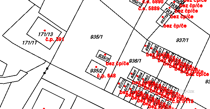 Ústí nad Labem 44739176 na parcele st. 935/3 v KÚ Bukov, Katastrální mapa