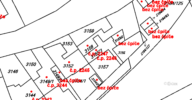 Předměstí 2246, Opava na parcele st. 3155/1 v KÚ Opava-Předměstí, Katastrální mapa